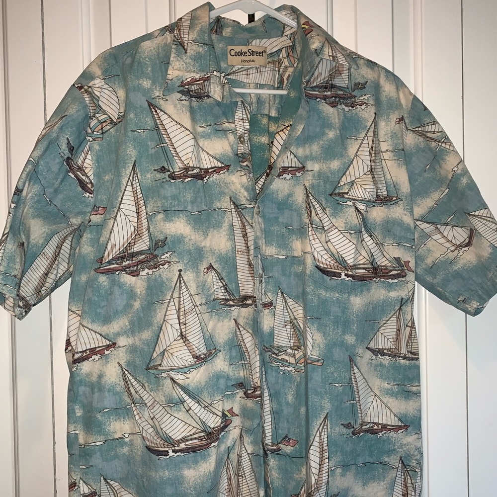 Inside-out Printed Hawaiian Button-up Shirt